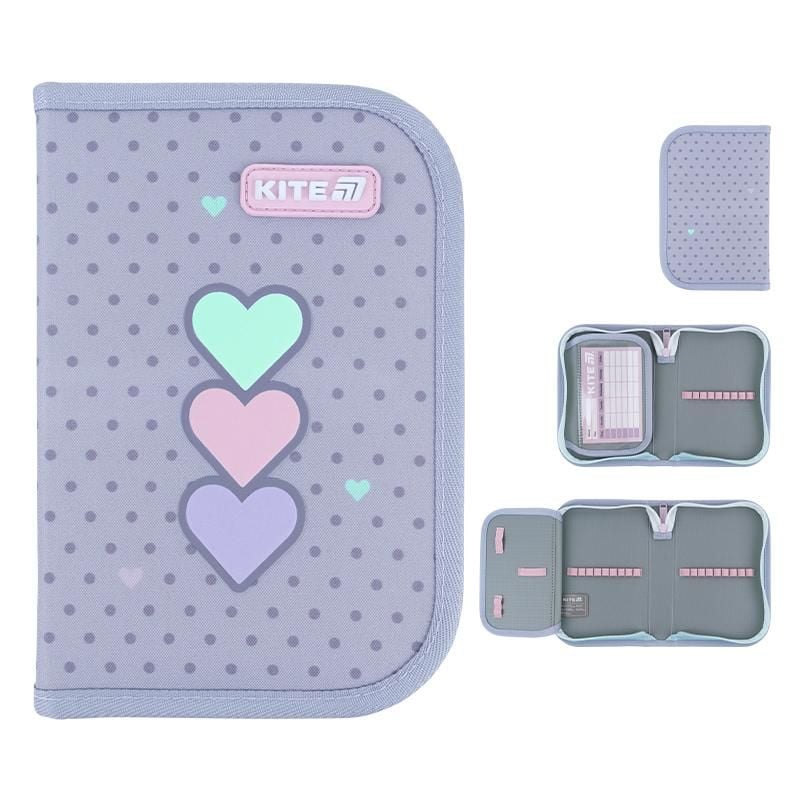 Пенал 1 відділення 1 відворот Lovely сіро-бузковий K26-621-3 Kite