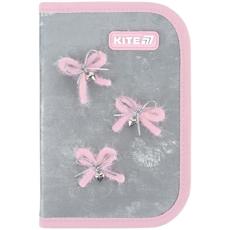 Пенал 1 відділення 1 відворот Velvet Dream сірий з бантиками K26-621-7 Kite