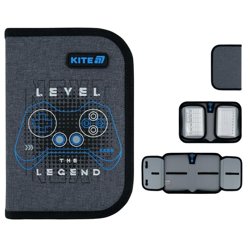 Пенал 1 відділення 2 відворота Level UP сірий K26-622-6 Kite