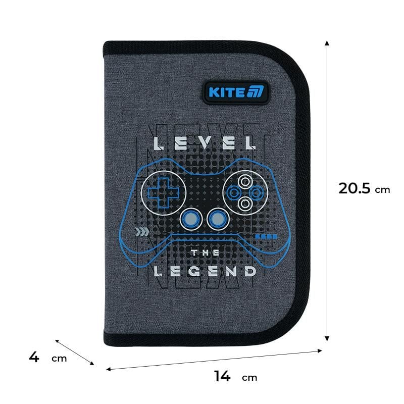 Пенал 1 відділення 2 відворота Level UP сірий K26-622-6 Kite