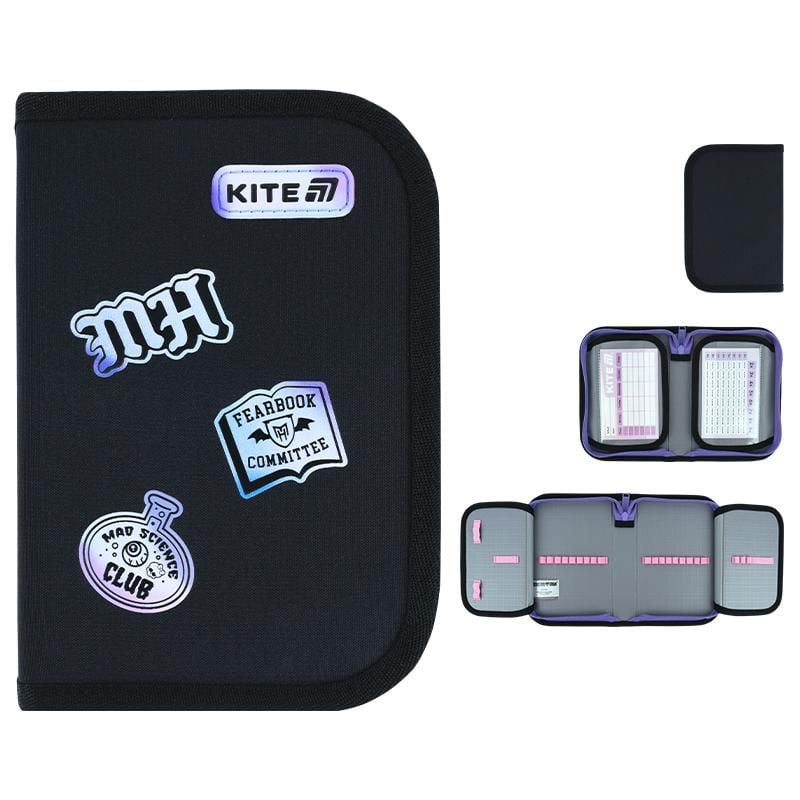 Пенал 1 відділення 2 відворота Monster High чорний MH26-622 Kite