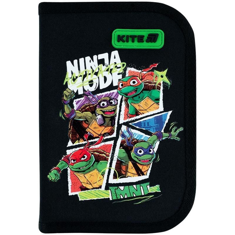 Пенал 1 відділення 2 відворота Ninja Turtles чорний NT26-622 Kite