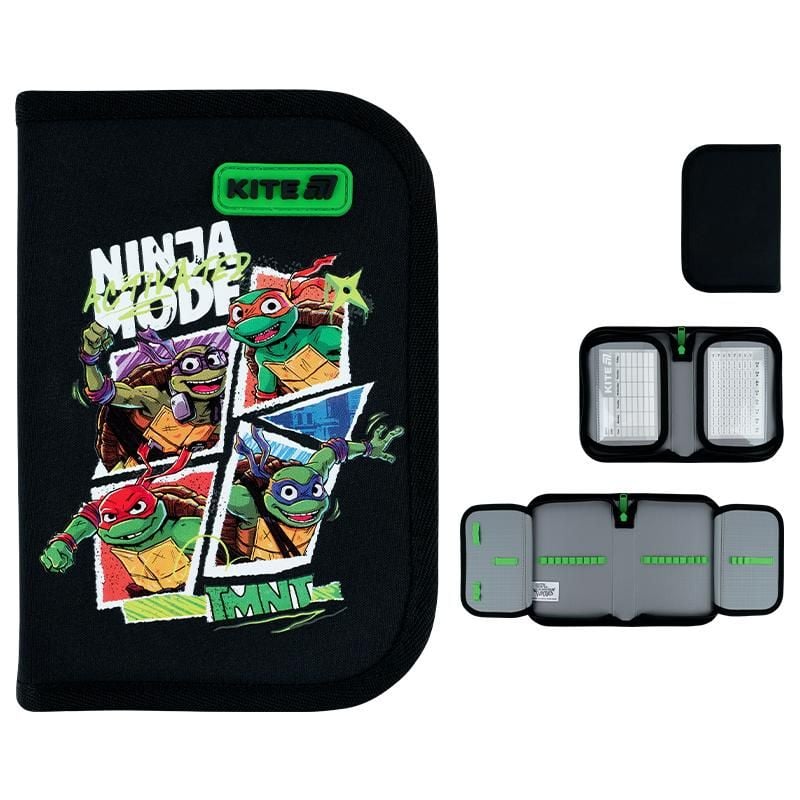 Пенал 1 відділення 2 відворота Ninja Turtles чорний NT26-622 Kite