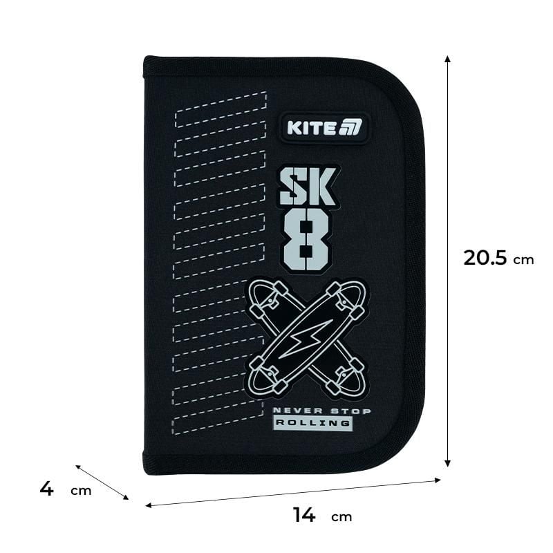 Пенал 1 відділення 2 відворота Skate чорний K26-622-4 Kite