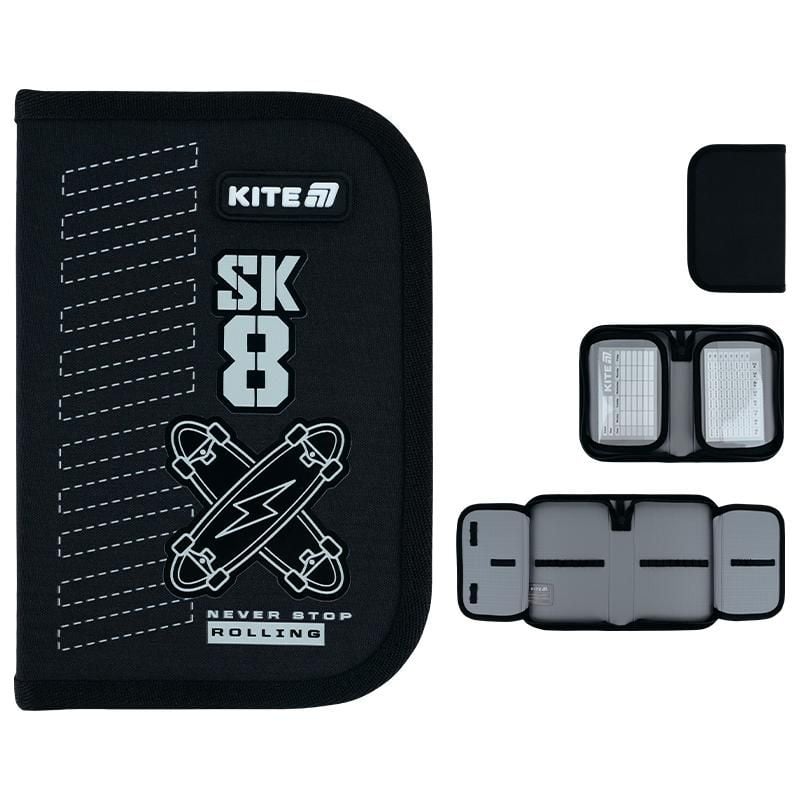 Пенал 1 відділення 2 відворота Skate чорний K26-622-4 Kite