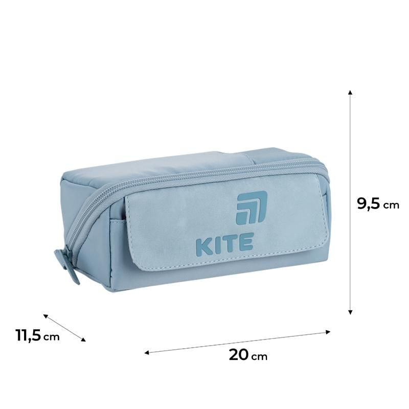 Пенал косметичка 1 відділення 2 кишені сіро-блакитний K26-2702-2 Kite