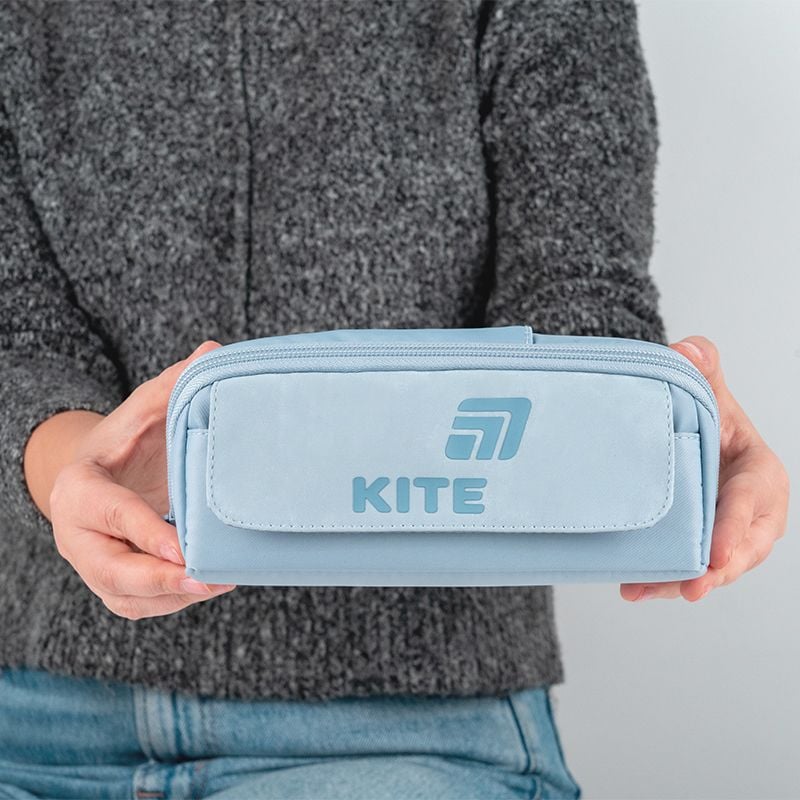 Пенал косметичка 1 відділення 2 кишені сіро-блакитний K26-2702-2 Kite