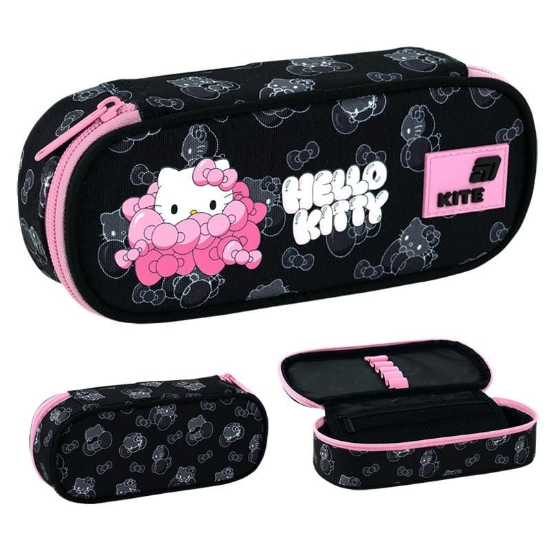 Пенал 1 відділення+ органайзер Hello Kitty чорний HK26-599-1 Kite
