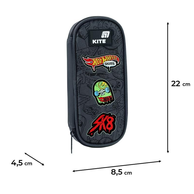 Пенал 1 відділення+ органайзер Hot Wheels сірий HW26-599 Kite