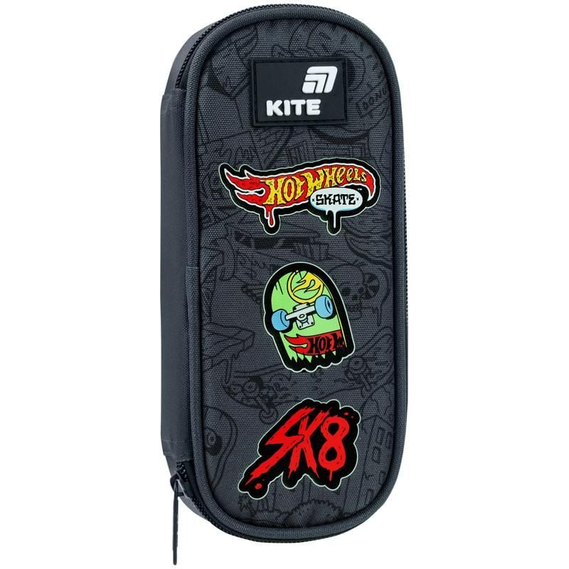 Пенал 1 відділення+ органайзер Hot Wheels сірий HW26-599 Kite
