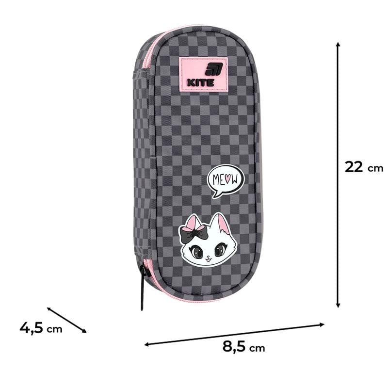 Пенал 1 відділення+ органайзер Meow сірий K26-599-13 Kite