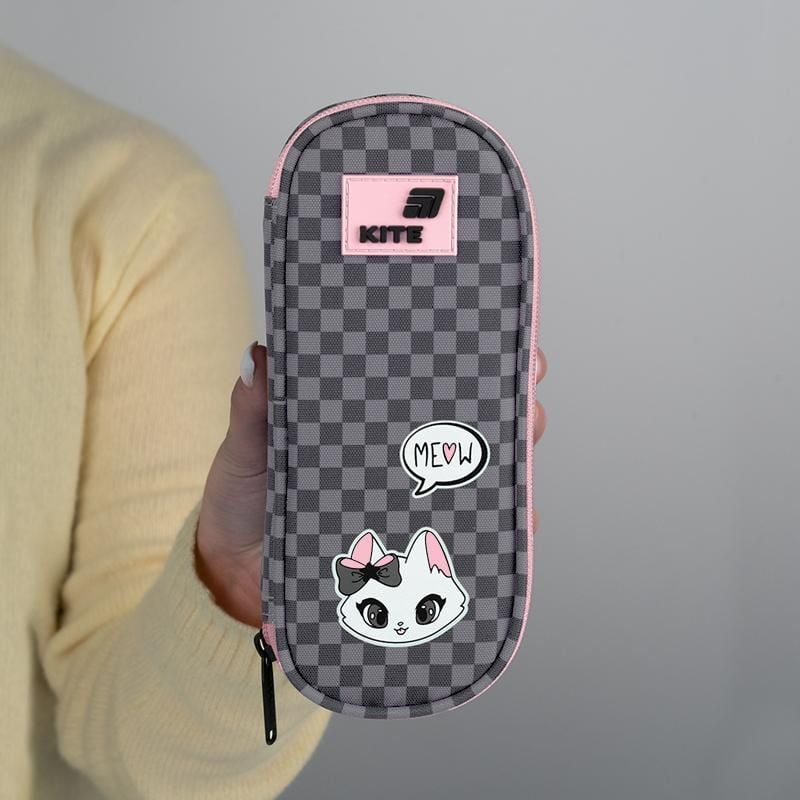 Пенал 1 відділення+ органайзер Meow сірий K26-599-13 Kite