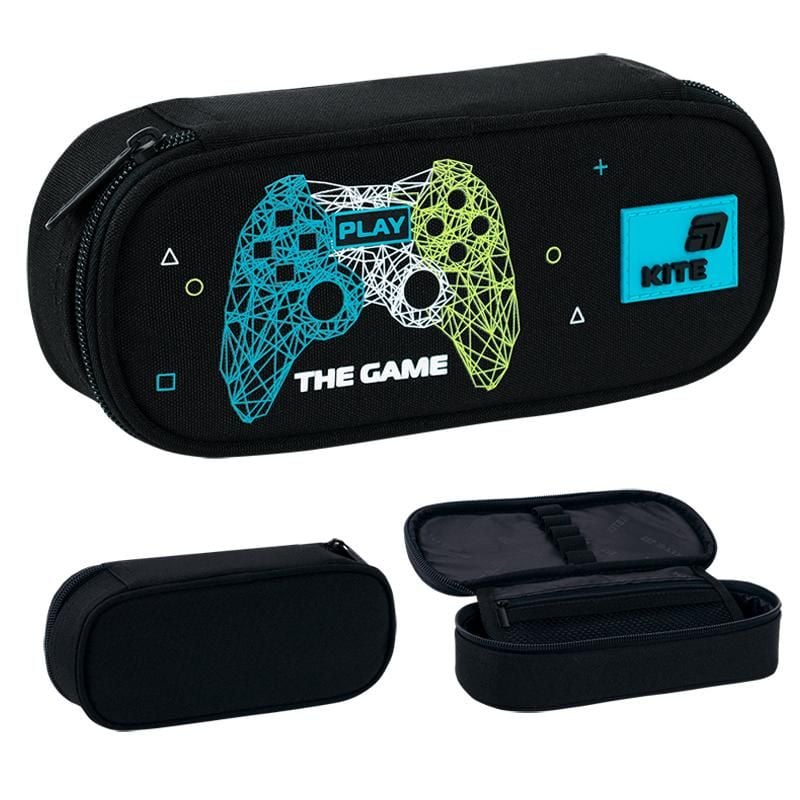Пенал 1 відділення+ органайзер Play the Game чорний K26-599-8 Kite