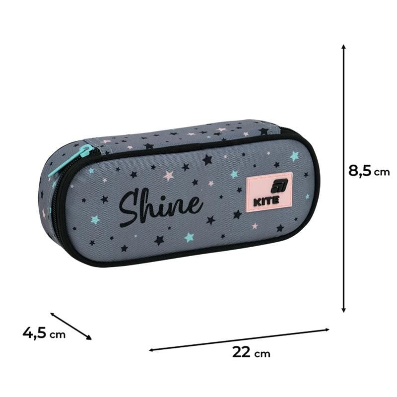 Пенал 1 відділення+ органайзер Shine сірий K26-599-11 Kite