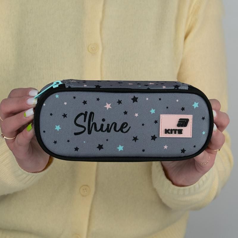 Пенал 1 відділення+ органайзер Shine сірий K26-599-11 Kite
