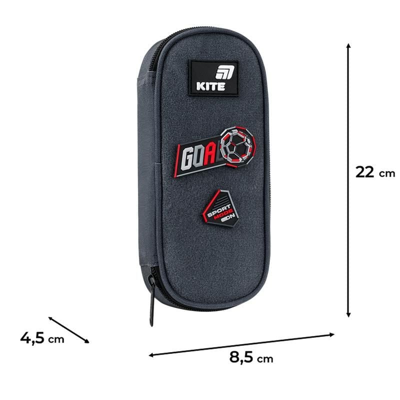 Пенал 1 відділення+ органайзер Sport Mode змінні липучки сірий K26-599-14 Kite