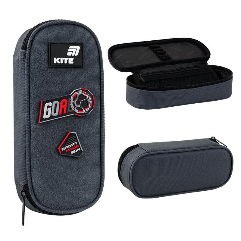 Пенал 1 відділення+ органайзер Sport Mode змінні липучки сірий K26-599-14 Kite
