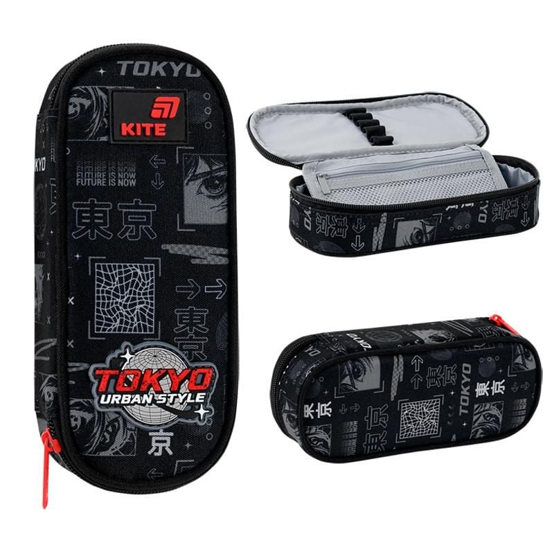 Пенал 1 відділення+ органайзер Tokio чорний K26-599-18 Kite