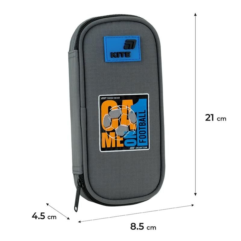 Пенал 1 відділення Game on сірий K26-662-7 Kite