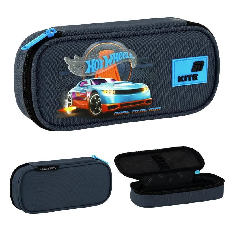 Пенал 1 відділення Hot Wheels чорний HW26-662 Kite