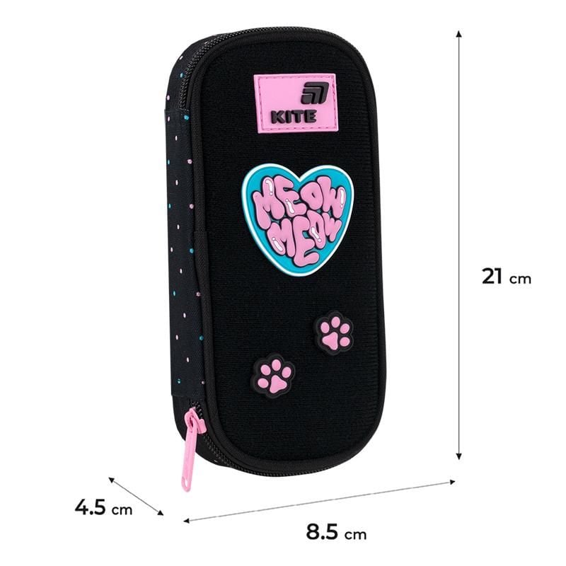 Пенал 1 відділення змінні липучки Pretty Kitty чорний K26-662-1 Kite