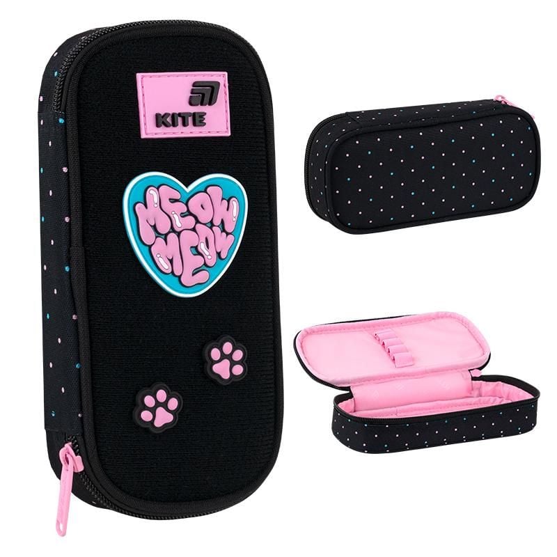 Пенал 1 відділення змінні липучки Pretty Kitty чорний K26-662-1 Kite