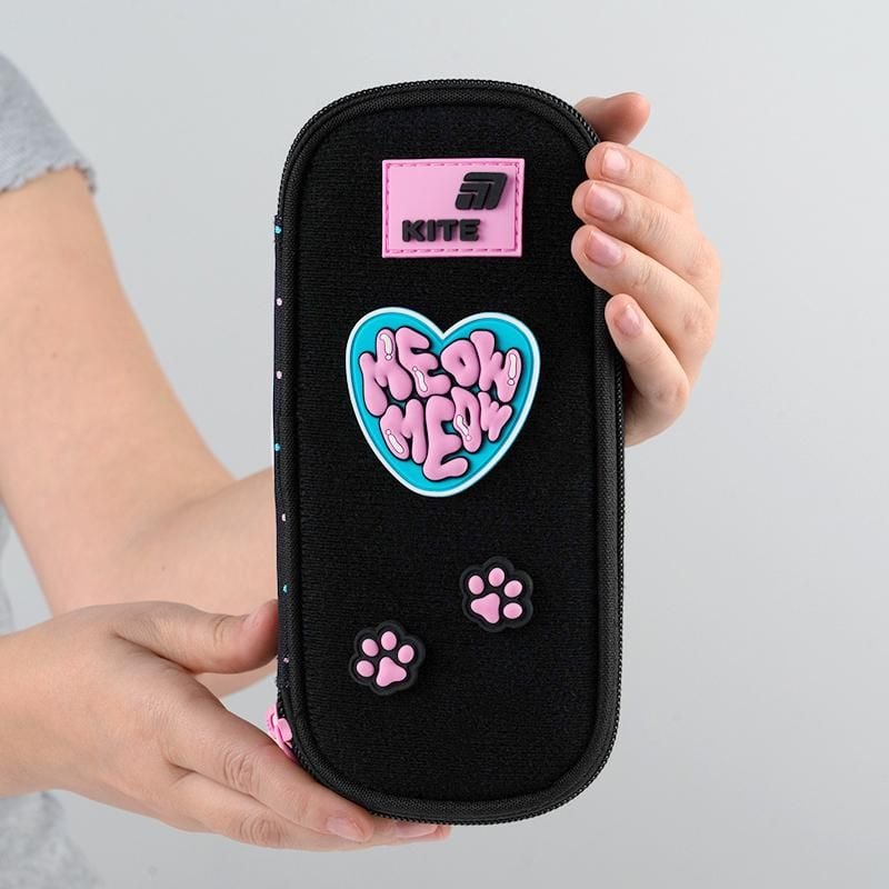 Пенал 1 відділення змінні липучки Pretty Kitty чорний K26-662-1 Kite