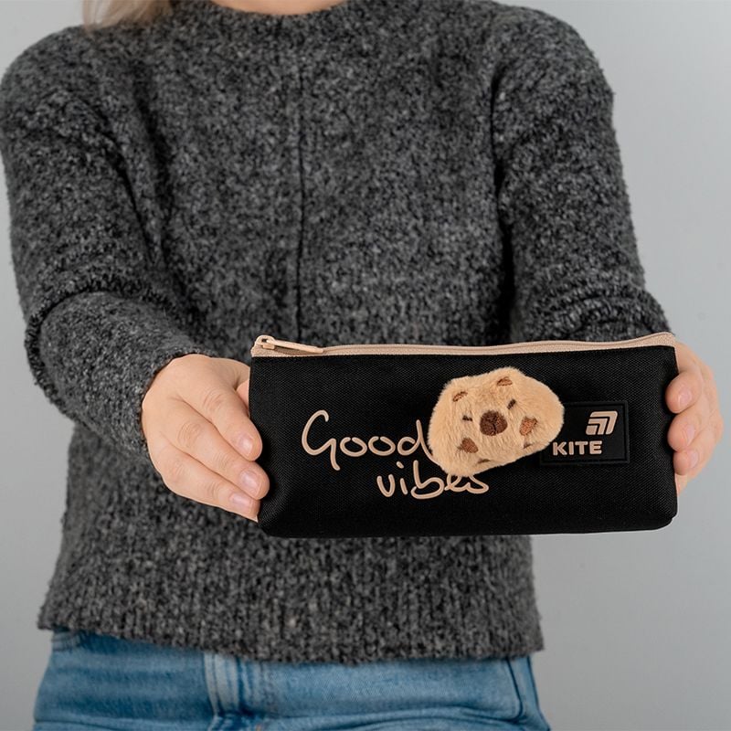 Пенал косметичка 1 відділення Good Vibes Капибара чорний K26-680-4 Kite