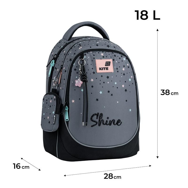 Рюкзак 18 л 6-12 років Education Shine сірий K26-700M-2 Kite