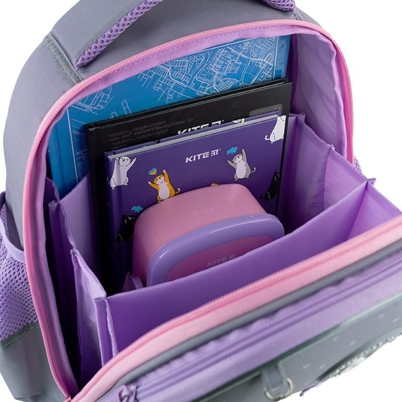 Рюкзак каркасний Education 12 л 6-8 років Cute Cat сіро-бузковий GO26-165S-3 Go-Pack