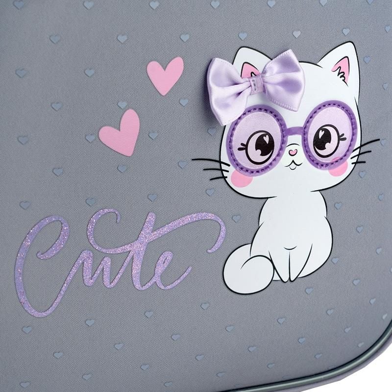 Рюкзак каркасний Education 12 л 6-8 років Cute Cat сіро-бузковий GO26-165S-3 Go-Pack