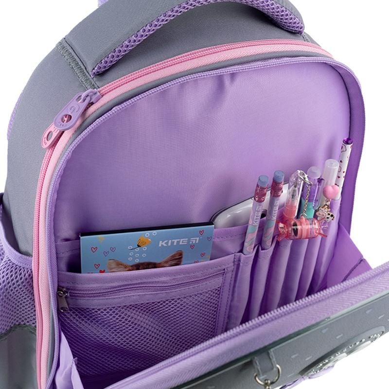 Рюкзак каркасний Education 12 л 6-8 років Cute Cat сіро-бузковий GO26-165S-3 Go-Pack