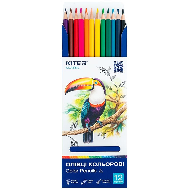 Олівець кольоровий тригранний 12 кол Classic K-053 Kite