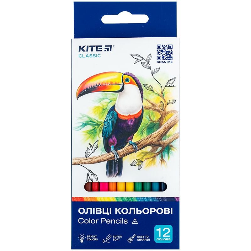 Олівець кольоровий тригранний 12 кол Classic K-053 Kite