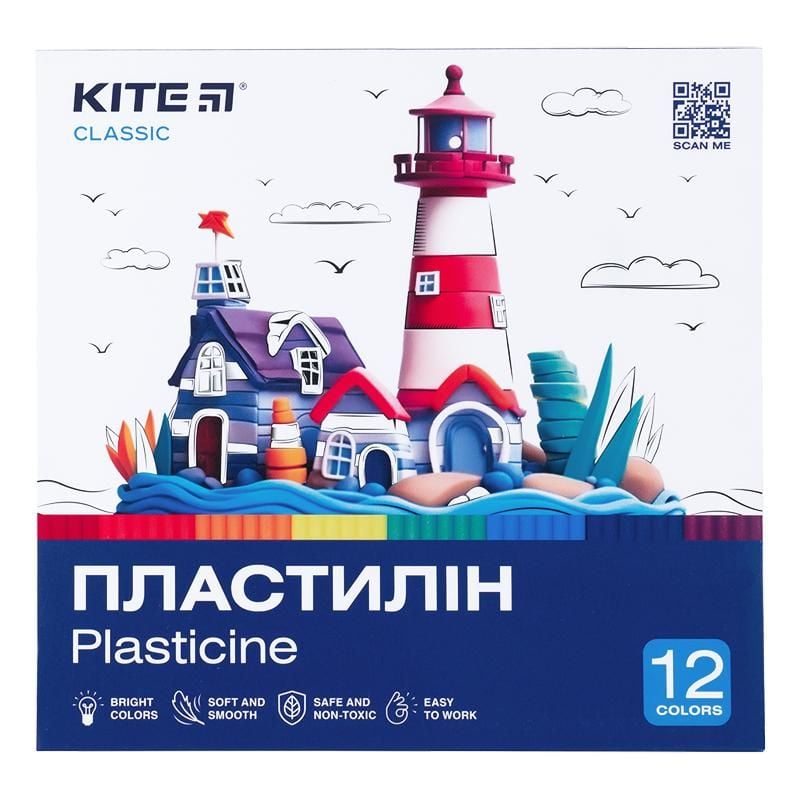 Пластилін 12 кол 240 г Classic K-1086 Kite