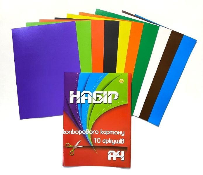 Папір картон А4 10 кольорів ТЕ 249 Тетрада
