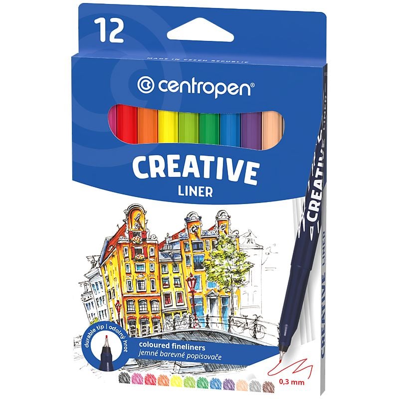 Маркер liner набір 0,3 мм 12 кол Creative HAPPY 2521 Centropen