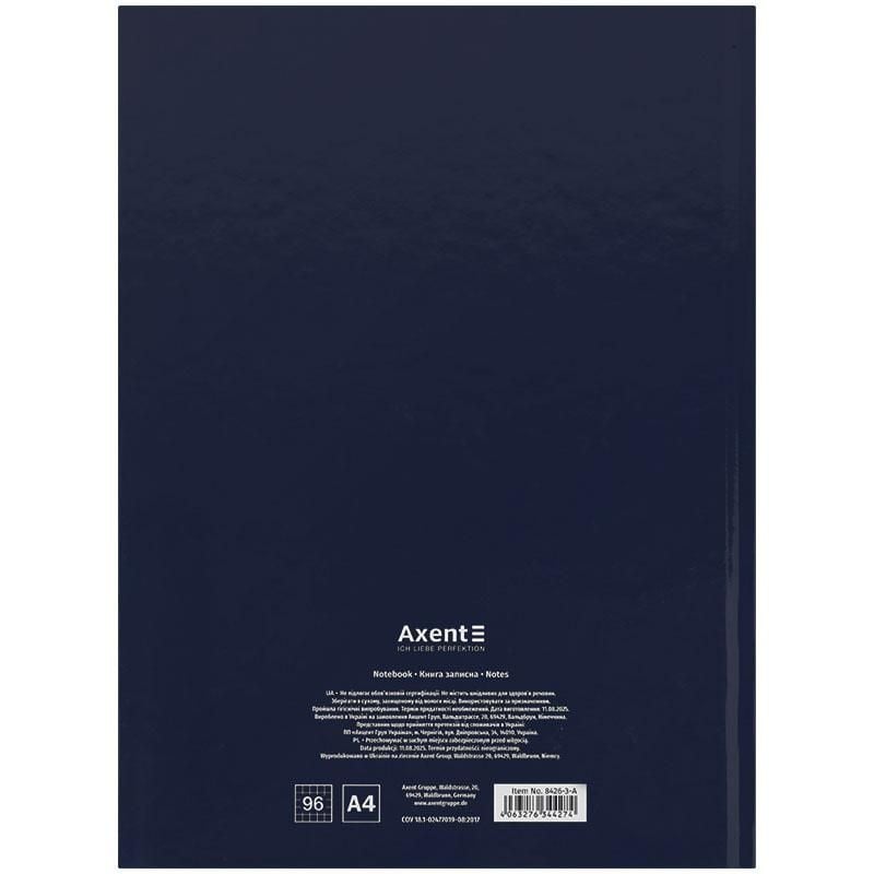 Блокнот Книга А4 96 арк тверда обкл кліт газетний папір One color синя 8426-3 Axent