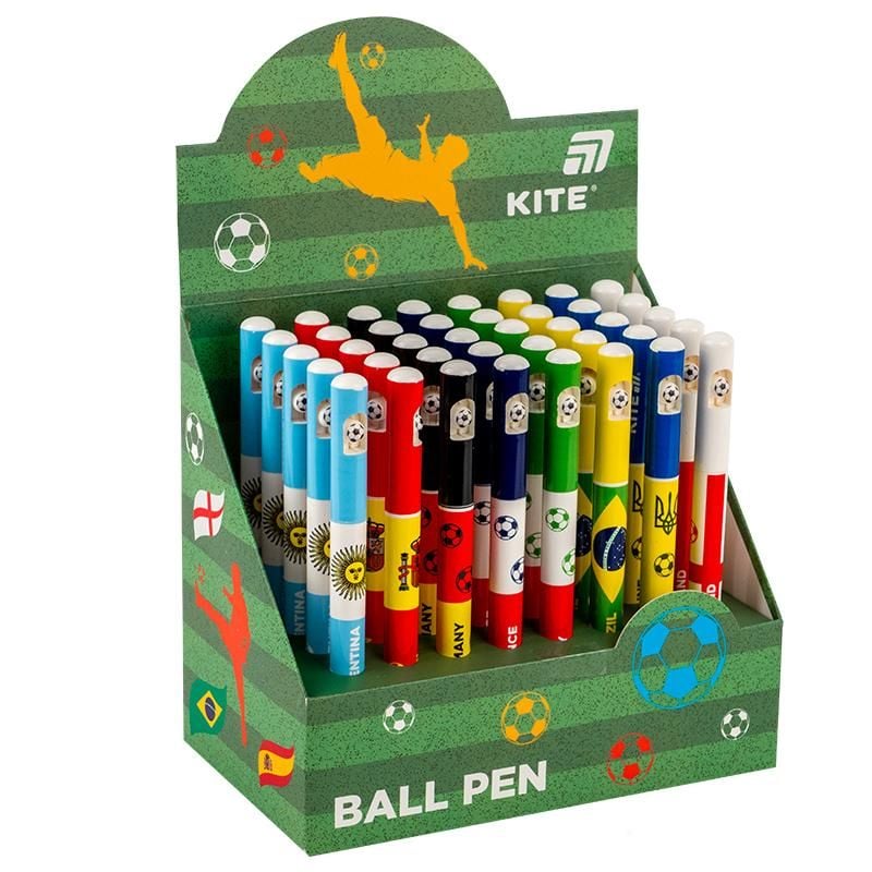 Ручка кулькова автоматична Football nations синя (40 шт/уп) K25-029 Kite