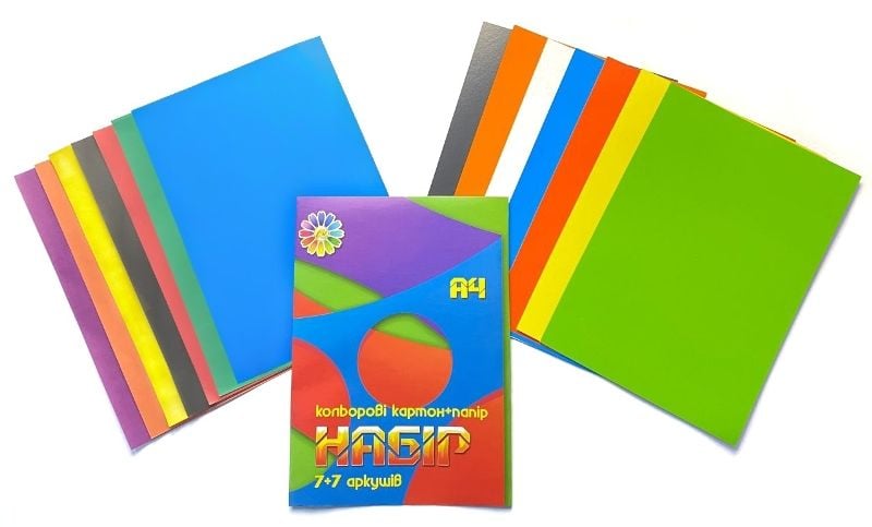 Папір кольоровий + картон 14 арк ТЕ 253 Тетрада