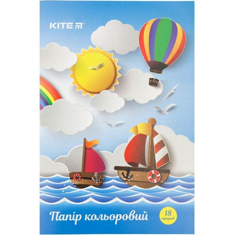 Папір кольоровий односторонній, 18 арк/9 кол на скобі K17-1250 Kite