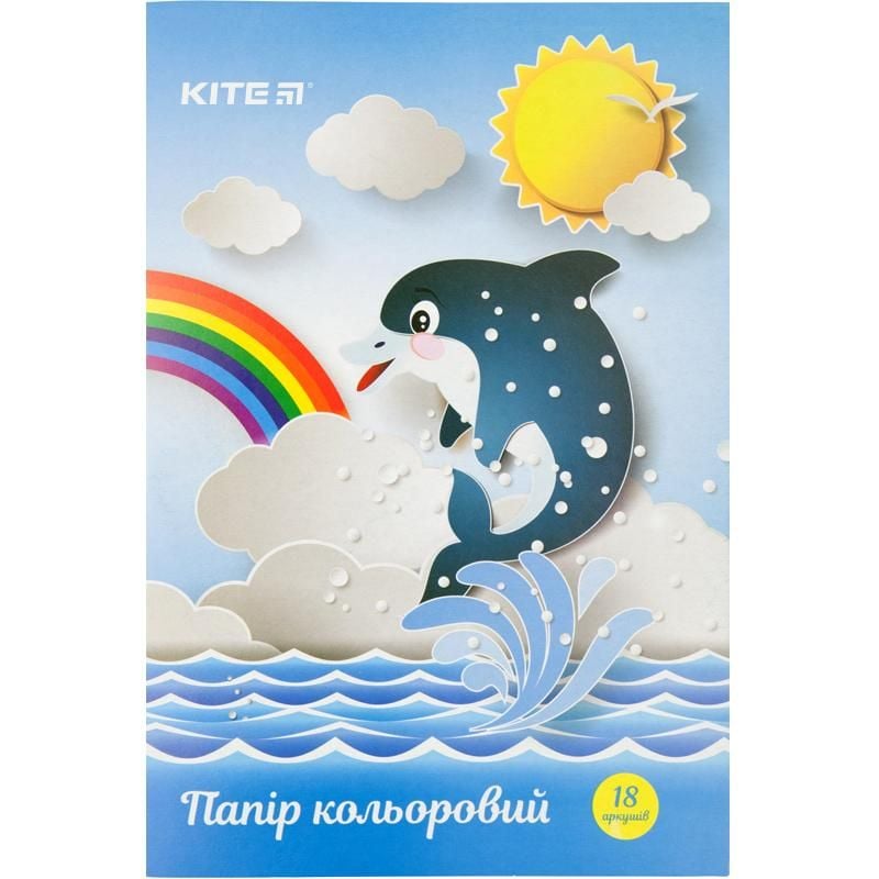 Папір кольоровий односторонній, 18 арк/9 кол на скобі K17-1250 Kite