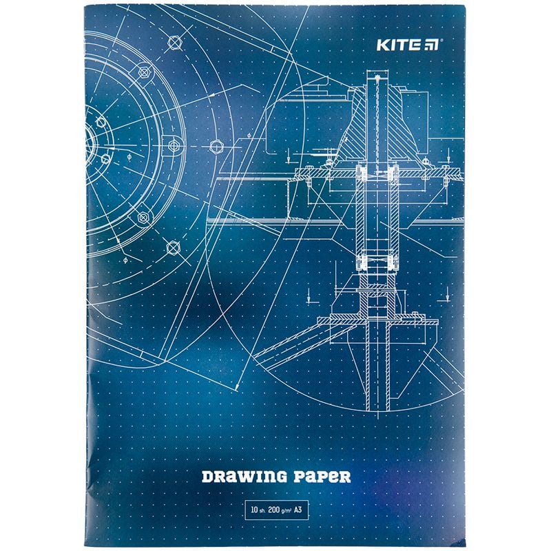 Папір креслярський А3, 10 аркушів 200г/м2 K23-270 Kite