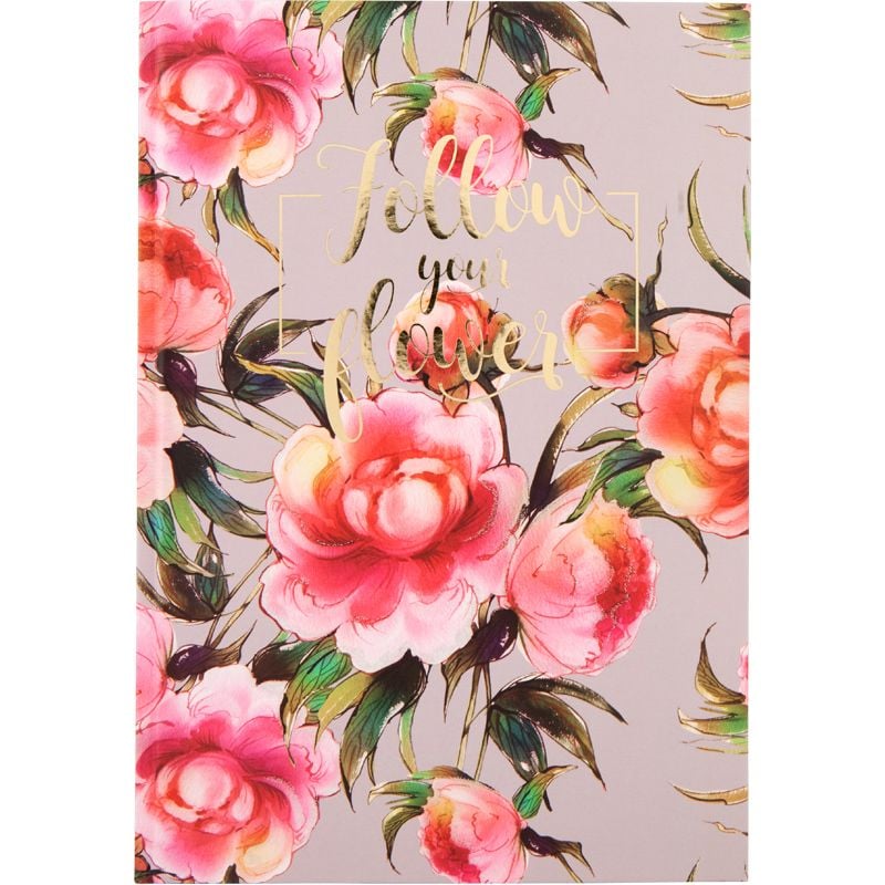 Блокнот з твердою обкладинкою В5 80 арк клітинка Flowers-2 8436-10 Axent