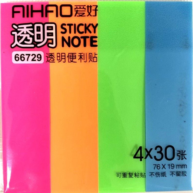 Папір стікер закладки пластикові 4 кол 76*19мм 30 шт AH 66729 AIHAO