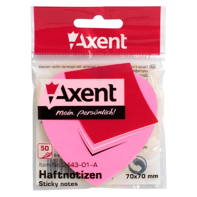 Папір стікер фігурний 5 кол 50арк серце 2443-01 Axent