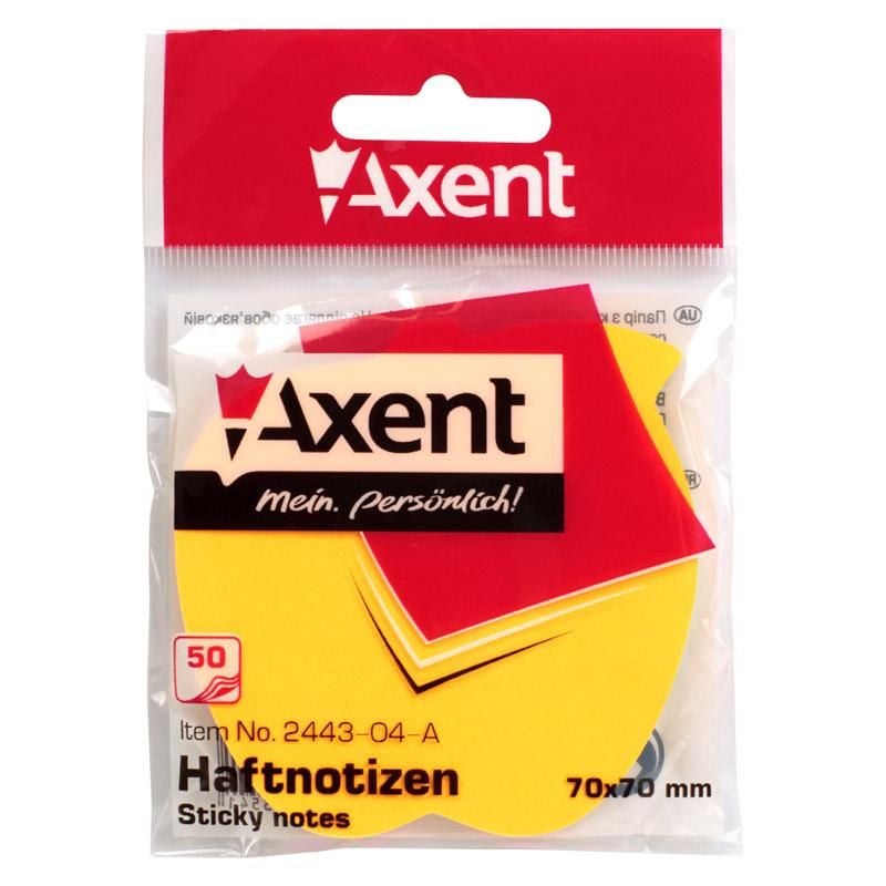 Папір стікер фігурний 5 кол 50арк яблуко 2443-04 Axent