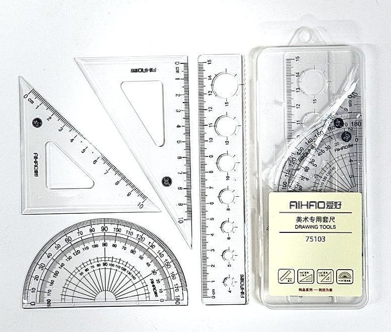 Набір лінійок 15 см і трикутників в пластиковому боксі AH-75103 AIHAO