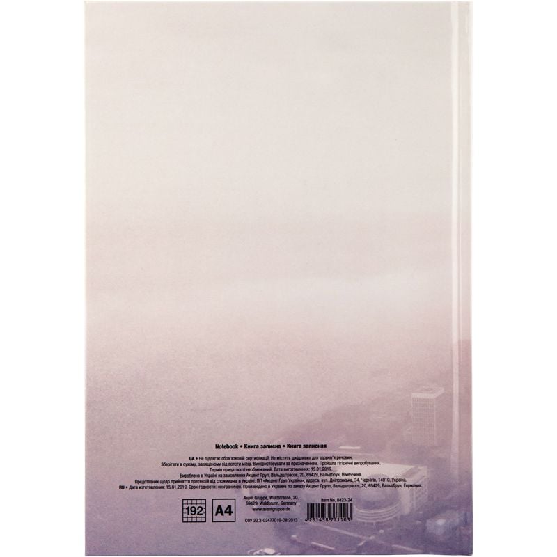 Блокнот Книга А4 192 арк клітинка Shanghai 8423-24 Axent