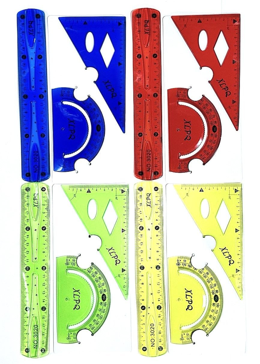 Набір лінійка 20 см+трикутник+транспортир (24 наб/уп) XLPQ SULTANI